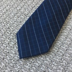 Calvin Klein Tie, navy with white pinstripe plaid
